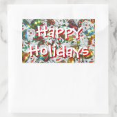 Sweet Snowmen Happy Holidays rectangle autocollant (Sac)