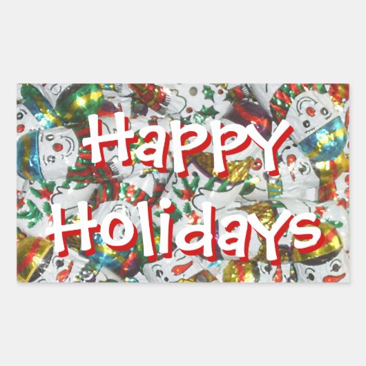 Sweet Snowmen Happy Holidays rectangle autocollant (Devant)