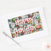 Sweet Snowmen Happy Holidays rectangle autocollant (Enveloppe)