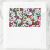 Sweet Snowmen rectangle autocollant rose (Sac)