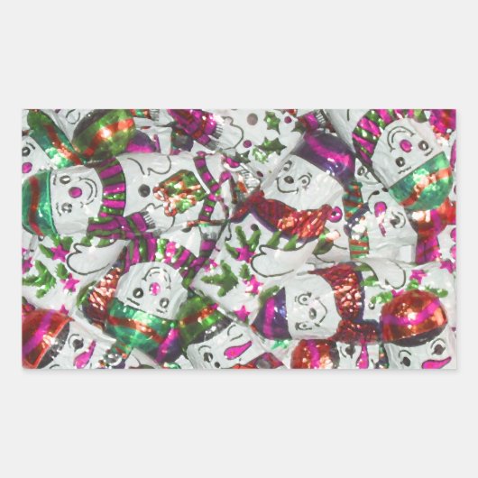 Sweet Snowmen rectangle autocollant rose (Devant)