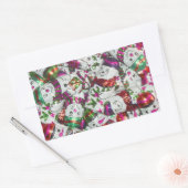 Sweet Snowmen rectangle autocollant rose (Enveloppe)