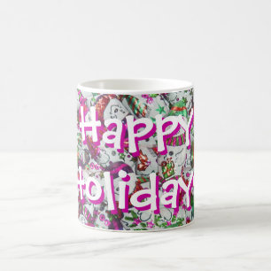 Sweet Snowmen rose Happy Holidays mug