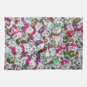 Sweet Snowmen Roze keukenhanddoeken