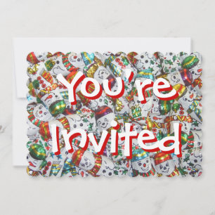 Sweet Snowmen Vous êtes invité invitation rouge re