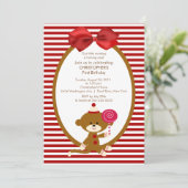 Sweet Sock Monkey kinderen Birthday Uitnodiging (Staand voorkant)