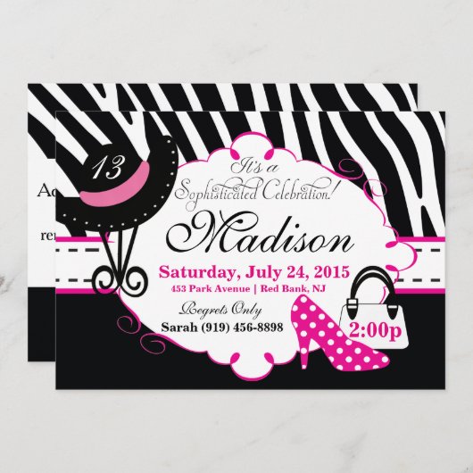 Sweet Sophisticated Diva Verjaardag Uitnodiging (Voorkant / Achterkant)