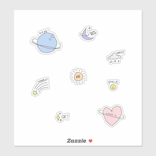 Sweet Space Sticker Set | perzik (Vel)