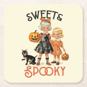 "Sweet & Spooky" midden-eeuwse  stijl Vierkante Kartonnen Onderzetter