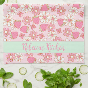 Sweet Spring aardbeien gepersonaliseerd Theedoek