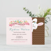 Sweet Spring Bunny Girl Baby shower Invitation (Debout devant)