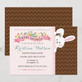 Sweet Spring Bunny Girl Baby shower Invitation (Devant / Derrière)