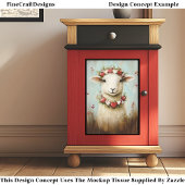 Sweet Spring Lamb Floral Heart Crown CH6 Decoupage Tissuepapier