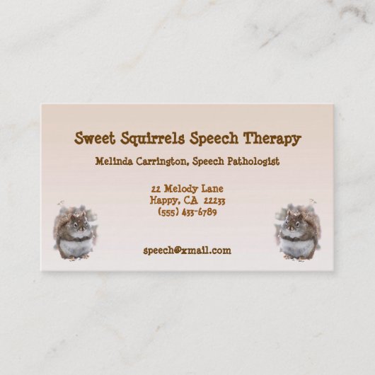 Sweet Squirrels Speech Therapy Visitekaartje (Voorkant)