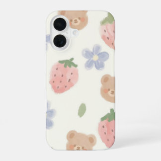 Sweet Strawbear Charm Telefoonhoesje voor iPhone 16 Hoesje