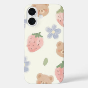 Sweet Strawbear Charm Telefoonhoesje voor iPhone 16 Hoesje
