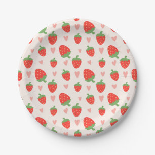 Sweet Strawberries & Hearts Papier Borden Papieren Bordje