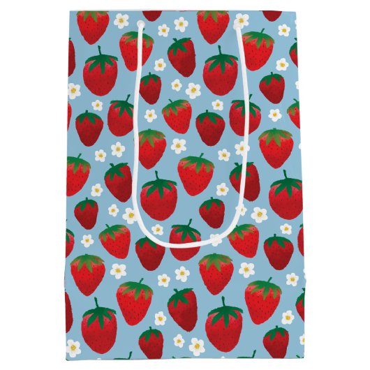 Sweet Strawberries Pattern Medium Cadeauzakje (Achterkant)