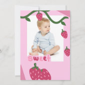 Sweet Strawberry 1er Anniversaire Photo Invitation (Dos)