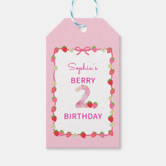 Sweet Strawberry 2e verjaardag uitnodiging Cadeaulabel