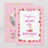 Sweet Strawberry 3e Invitation anniversaire (Devant / Derrière)