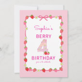 Sweet Strawberry 4e invitation anniversaire (Devant)