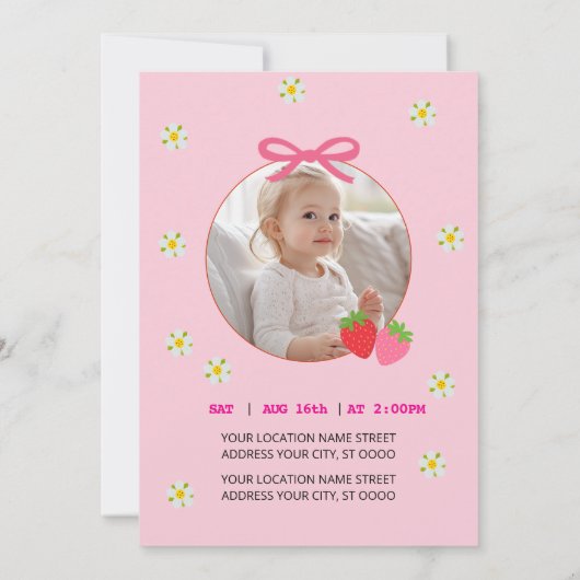 Sweet Strawberry 4e invitation anniversaire (Dos)