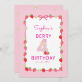 Sweet Strawberry 4e invitation anniversaire (Devant / Derrière)