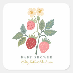 Sweet Strawberry Bouquet Baby shower Vierkante Sticker
