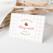 Sweet Strawberry Gingham verjaardagsfeestje dank u Bedankkaart