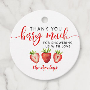 Sweet Strawberry Hartelijk dank voor veel Baby sho Bedankjes Labels