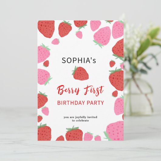 Sweet Strawberry Invitation d'anniversaire (Debout devant)