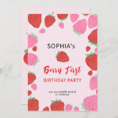 Sweet Strawberry Invitation d'anniversaire (Devant / Derrière)
