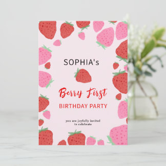 Sweet Strawberry Invitation d'anniversaire