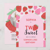 Sweet Strawberry Invitation d'anniversaire (Devant / Derrière)