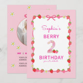 Sweet Strawberry Invitation du 2e anniversaire (Devant / Derrière)