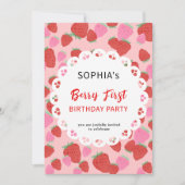 Sweet Strawberry Lace Invitation Kaart (Voorkant)