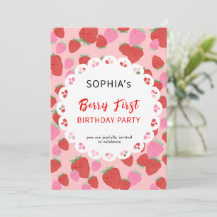 Sweet Strawberry Lace Invitation Kaart