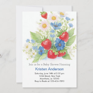 Sweet Strawberry Meadow Boy Baby shower Kaart