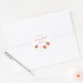 Sweet Strawberry Script Berry Eerste Verjaardag Ronde Sticker (Envelop)