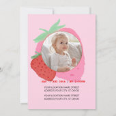 Sweet Strawberry verjaardagsuitnodiging Kaart (Achterkant)