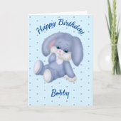 Sweet Stuffé Bunny Boys Anniversaire Nom Carte d'â (Devant)