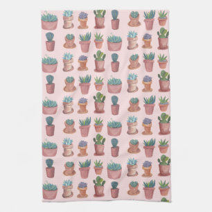 Sweet succulente keukenhanddoeken voor waterverf