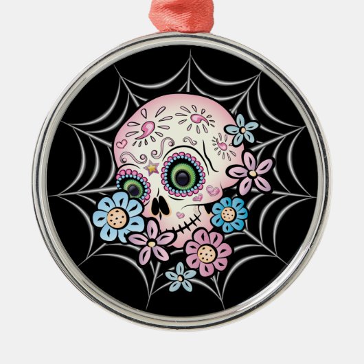 Sweet Sugar Skull Metalen Ornament (Voorkant)