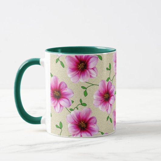 Sweet Summer Botanical Pink Flower Mok (Links)