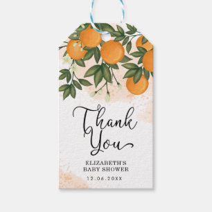 Sweet Summer Citrus Sinaasappels Groen Baby shower Cadeaulabel