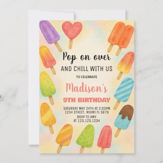 Sweet Summer Popsicle Anniversaire Invitation (Devant)