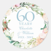 Sweet Summer Rozen Garland 60th / 75th Jubileum Ronde Sticker (Voorkant)