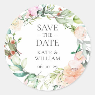 Sweet Summer Rozen Garland Save the Date Ronde Sticker
