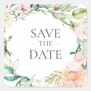Sweet Summer Rozen Garland Save the Date Vierkante Sticker